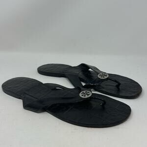 Tory Burch Thora Patent Leather Thong Sandal Black Siz 10 Womens Shoes Flip Flop